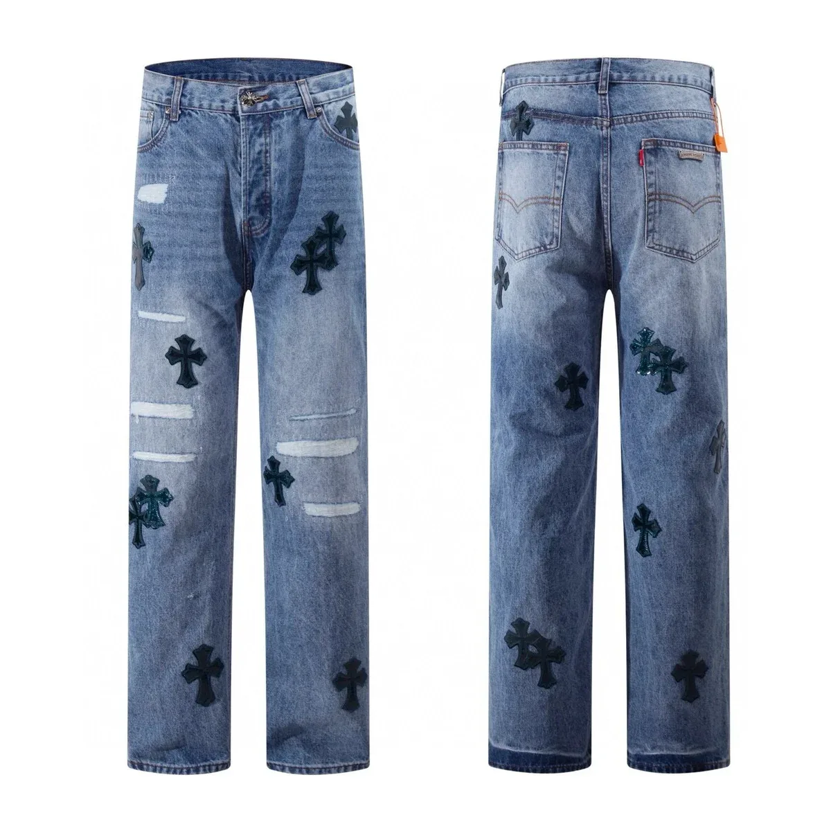Levi's Levis Distressed Cross Patch Blue Jeans Blue - 1