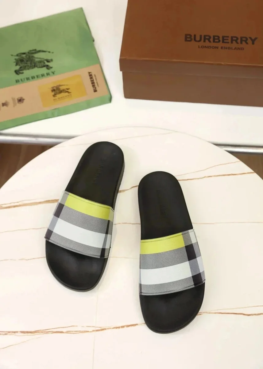 Burberry Burberry Classic Check Slide Sandals Black/White/Yellow Black - 1