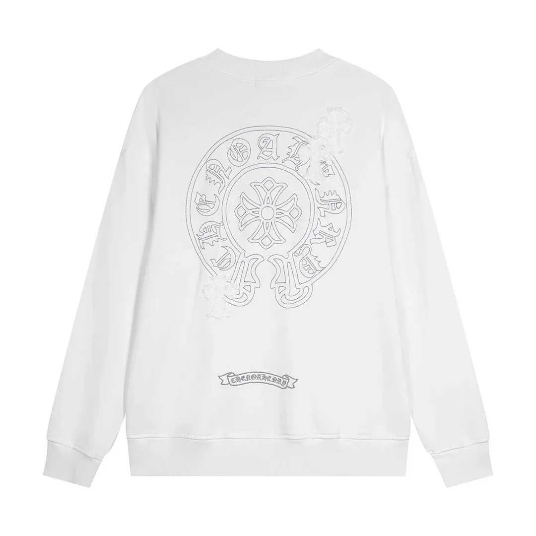 Chrome Hearts Chrome Hearts CH Cross Silver Embroidery White Sweatshirt White