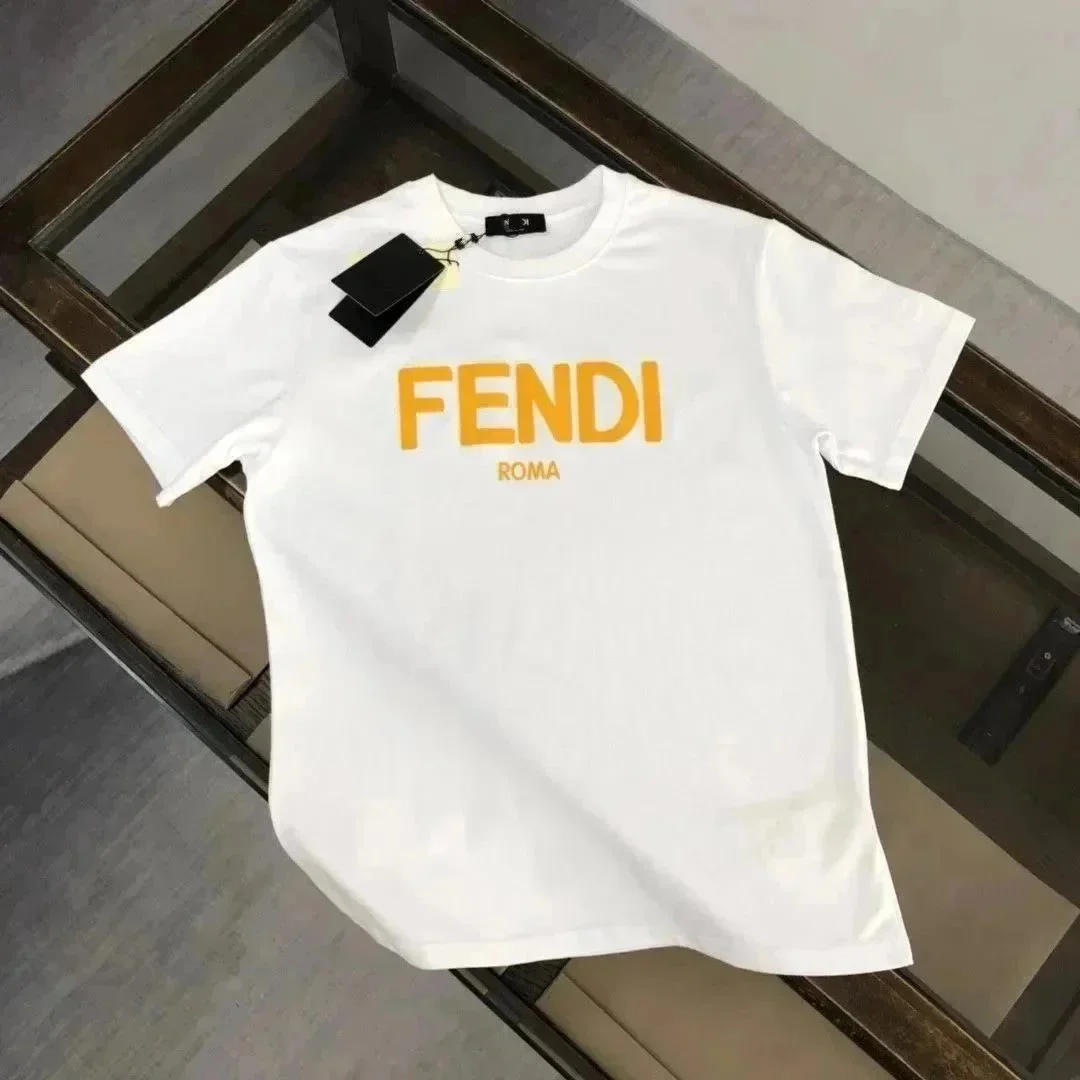 Fendi Fendi Roma White with Yellow Logo T-Shirt White