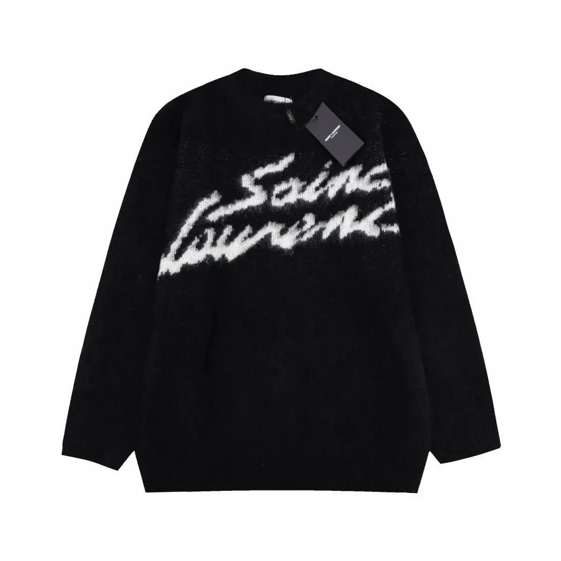 Saint Laurent Saint Laurent Black Logo Knit Sweater Black