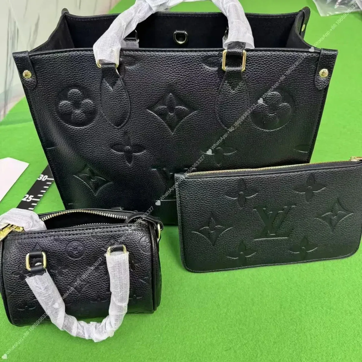 Louis Vuitton Louis Vuitton Neverfull Monogram Black Tote Set Black