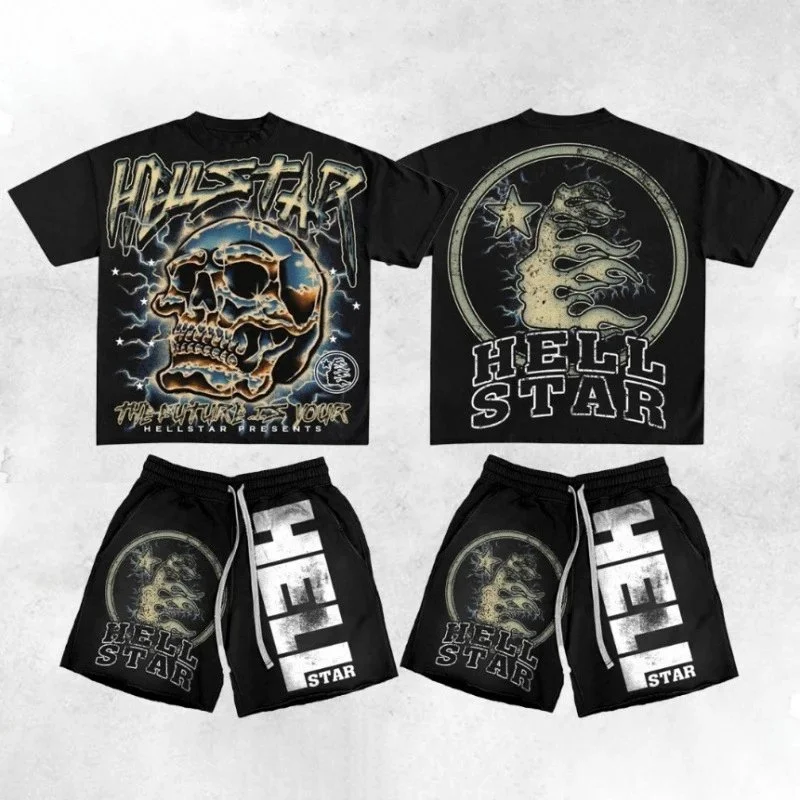 Hellstar Hellstar The Future Is Your Hellstar Presents T-Shirt & Shorts Set Black Black - 1