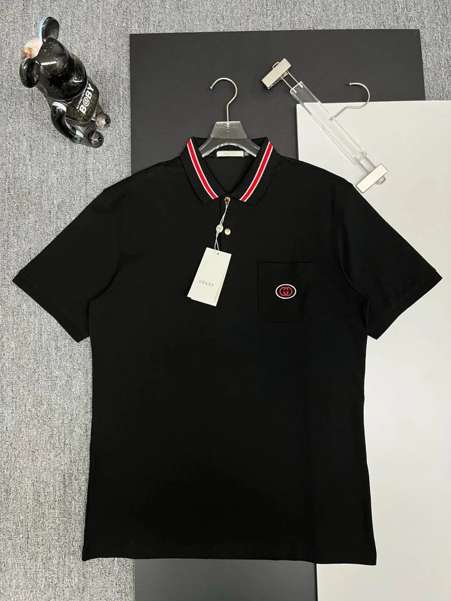 Gucci Gucci Polo Shirt Black Red Trim T-Shirt Black - 1