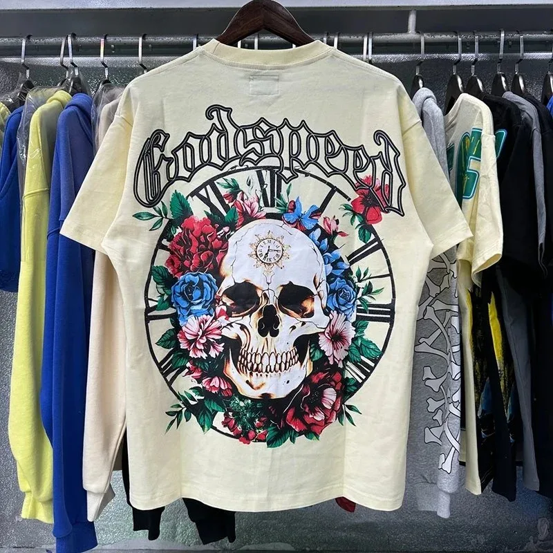 Other Godspeed 7022杏色 Skull & Floral T-Shirt Beige - 1