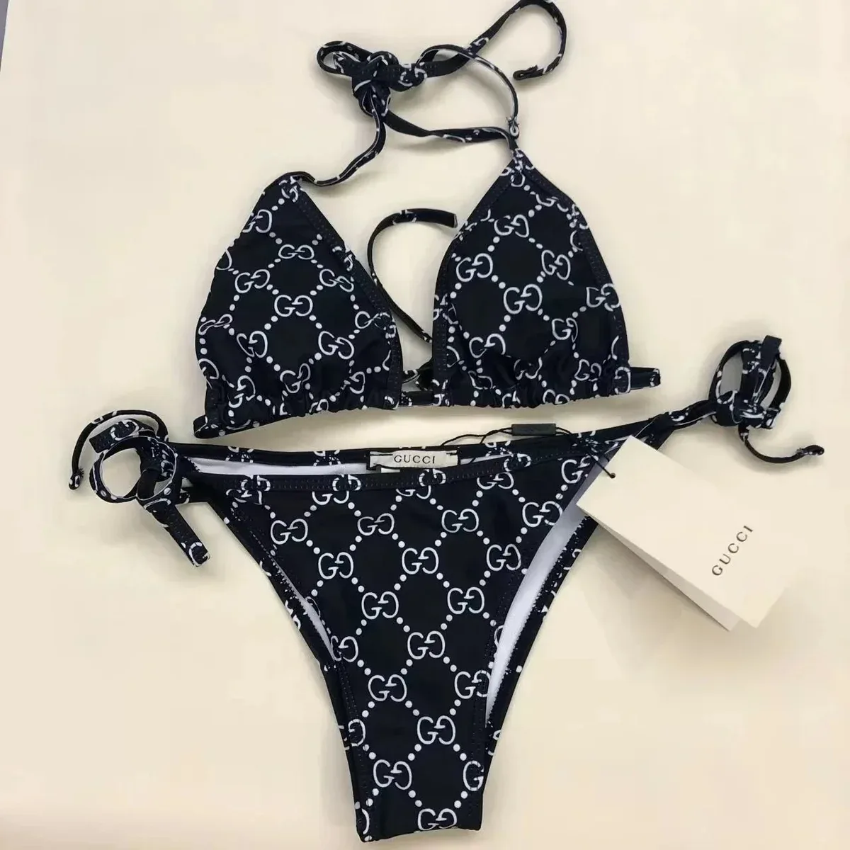 Gucci Gucci GG Supreme Black/White Monogram Bikini Set Black