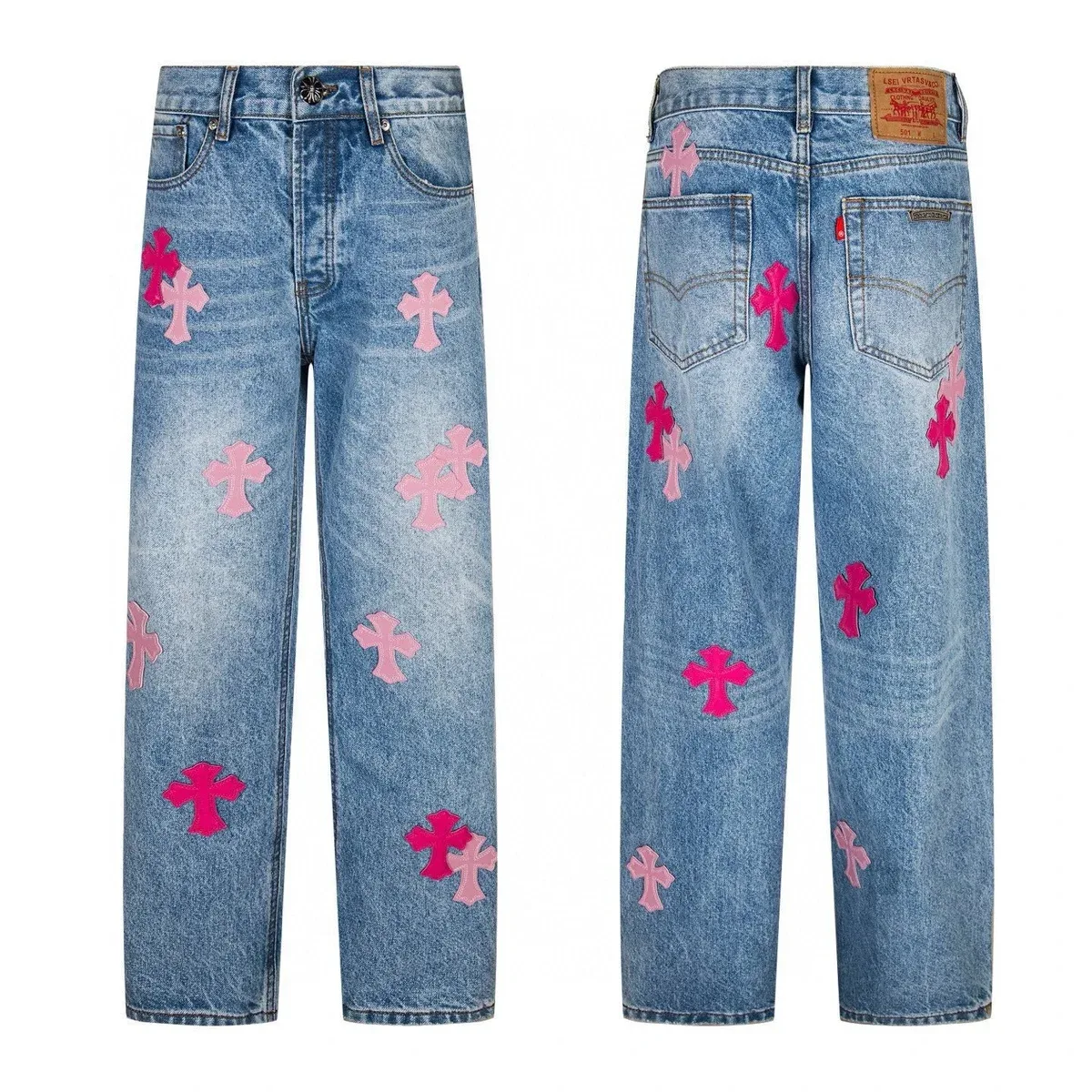 Levi's Levis 501 Pink Cross Denim Jeans Blue - 1