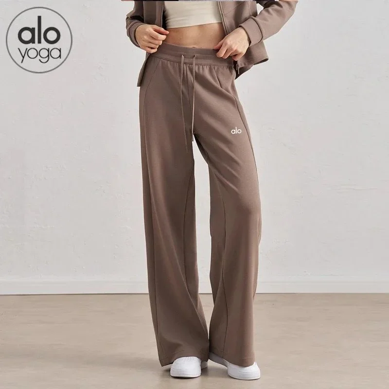 Alo Yoga Alo Yoga Wide Leg Pants Mocha Brown Bottoms Brown - 1