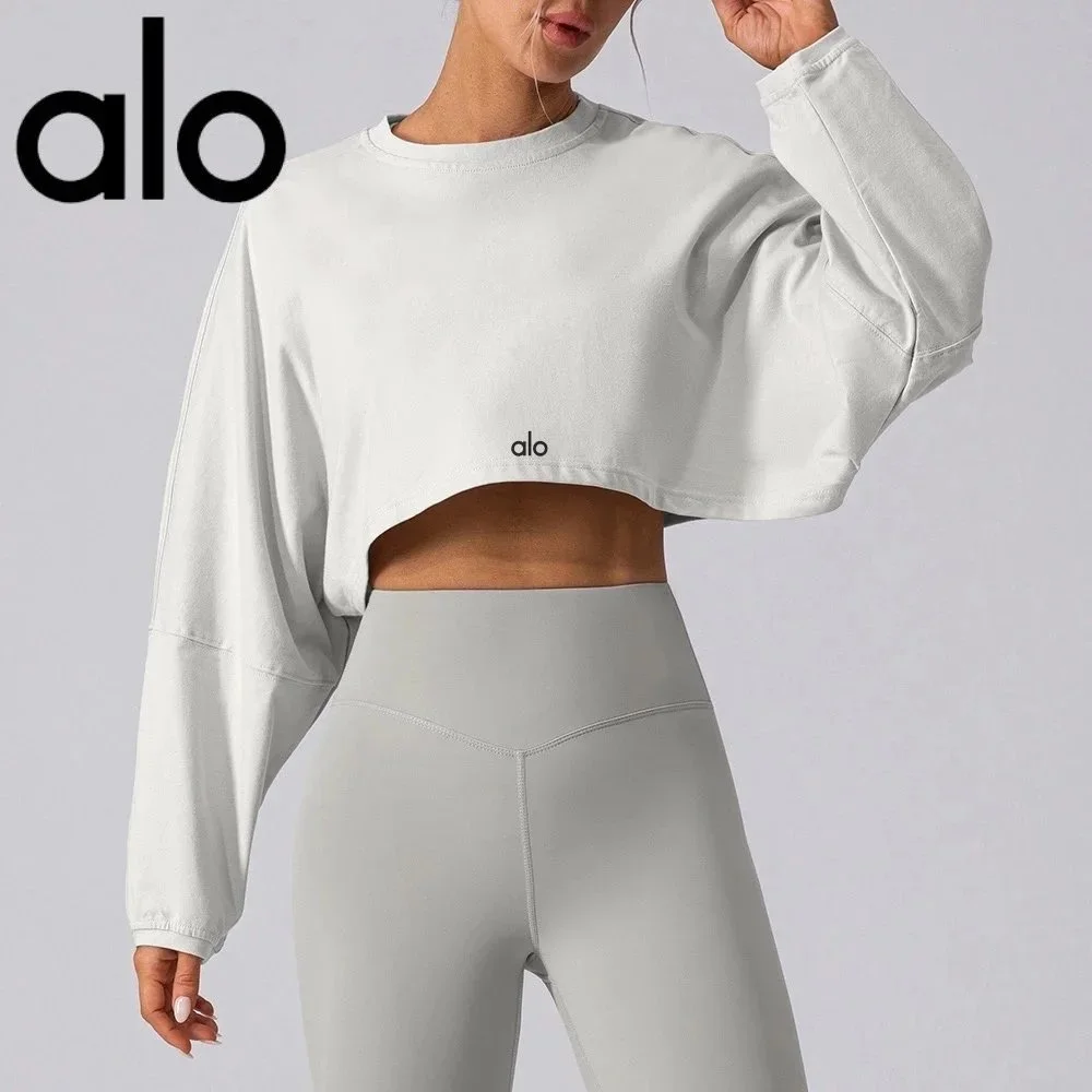 Alo Yoga Alo Silver Crop Top Long Sleeve Silver - 1