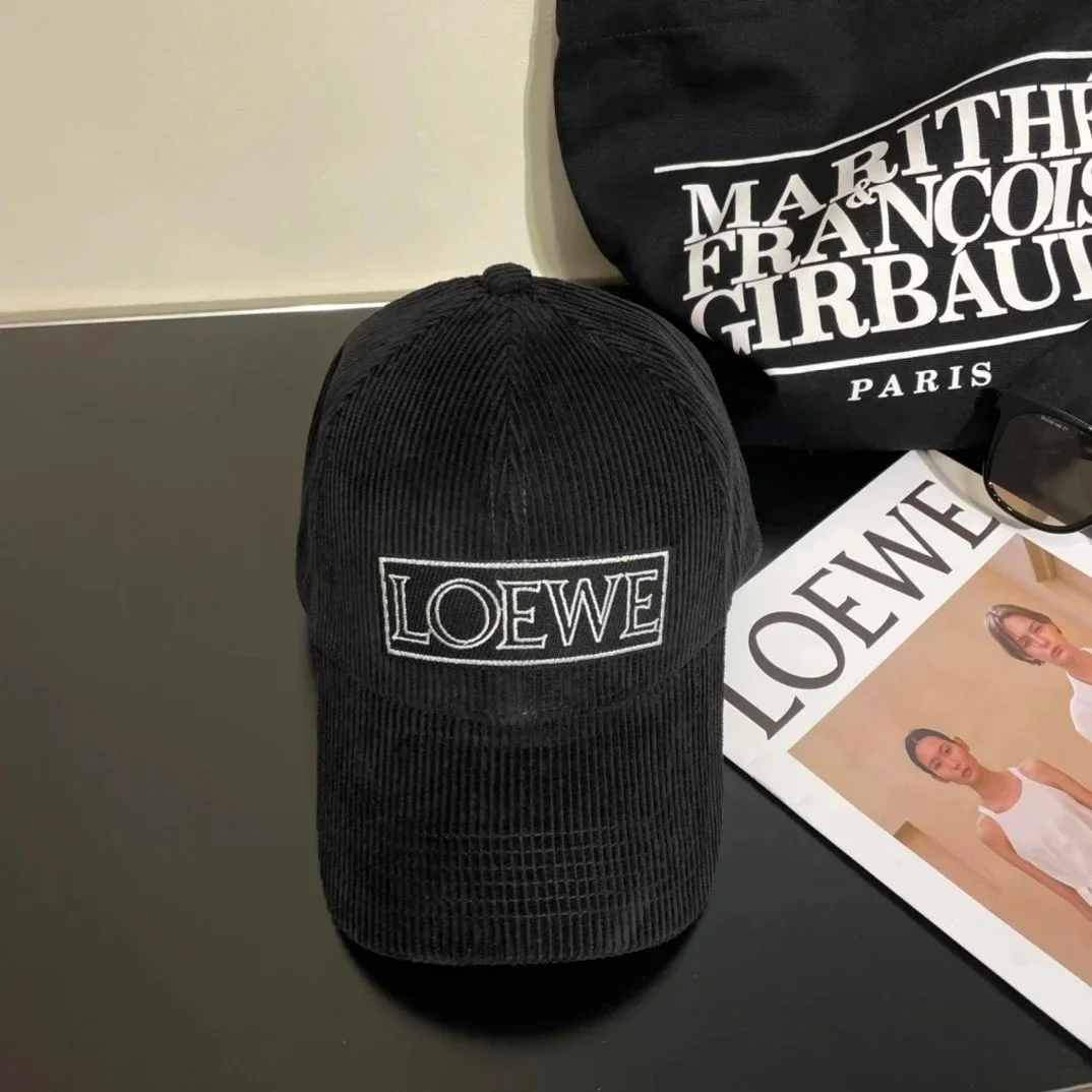 Loewe Loewe Black Corduroy Baseball Cap Black
