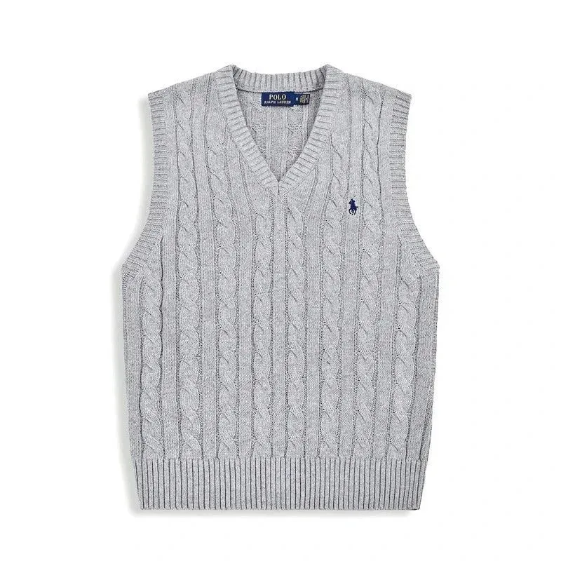 Polo Ralph Lauren Polo Ralph Lauren Grey Cable Knit V-Neck Vest Grey - 1