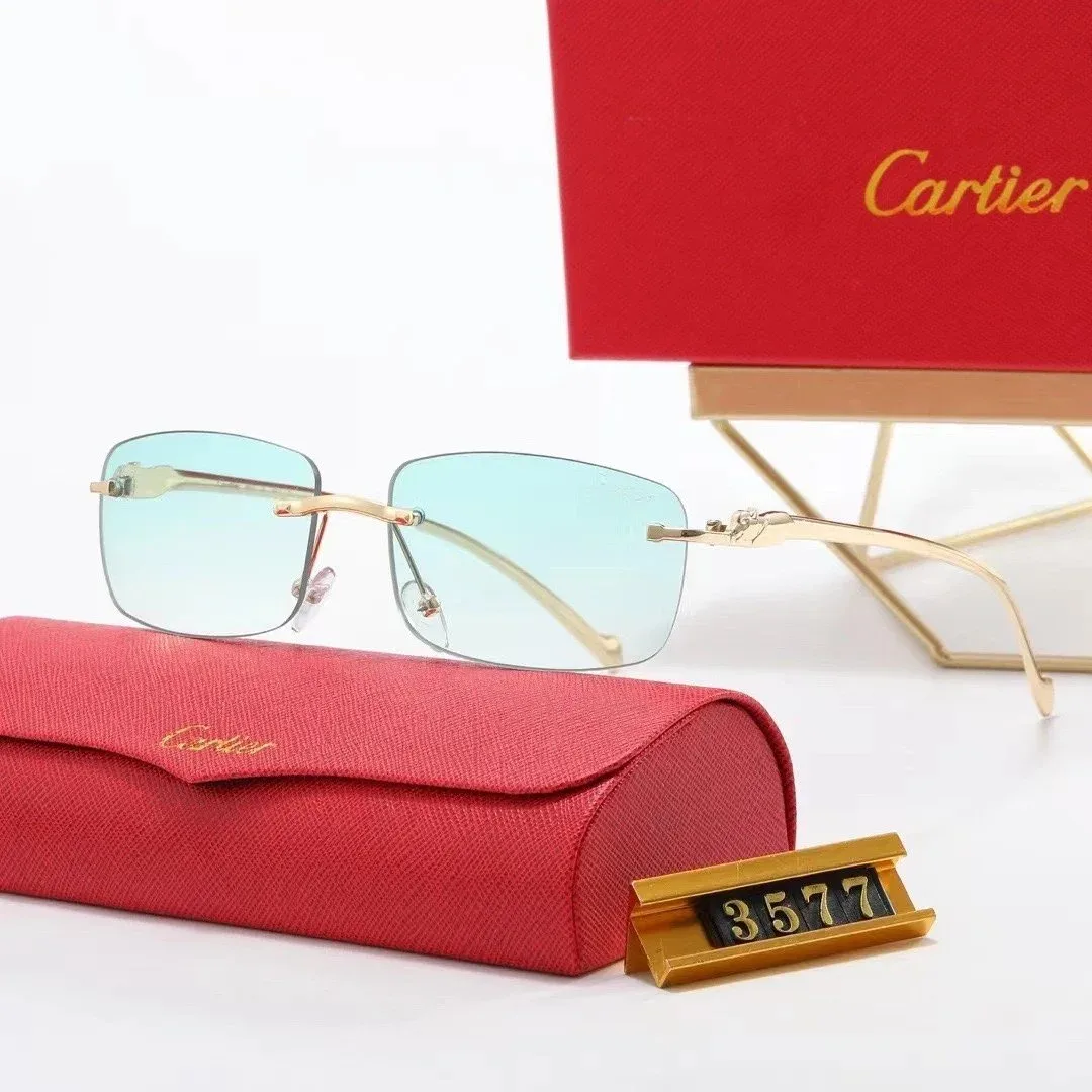 Cartier Cartier Soleil Blanc Gold Frame Blue Lenses Eyewear Gold - 1