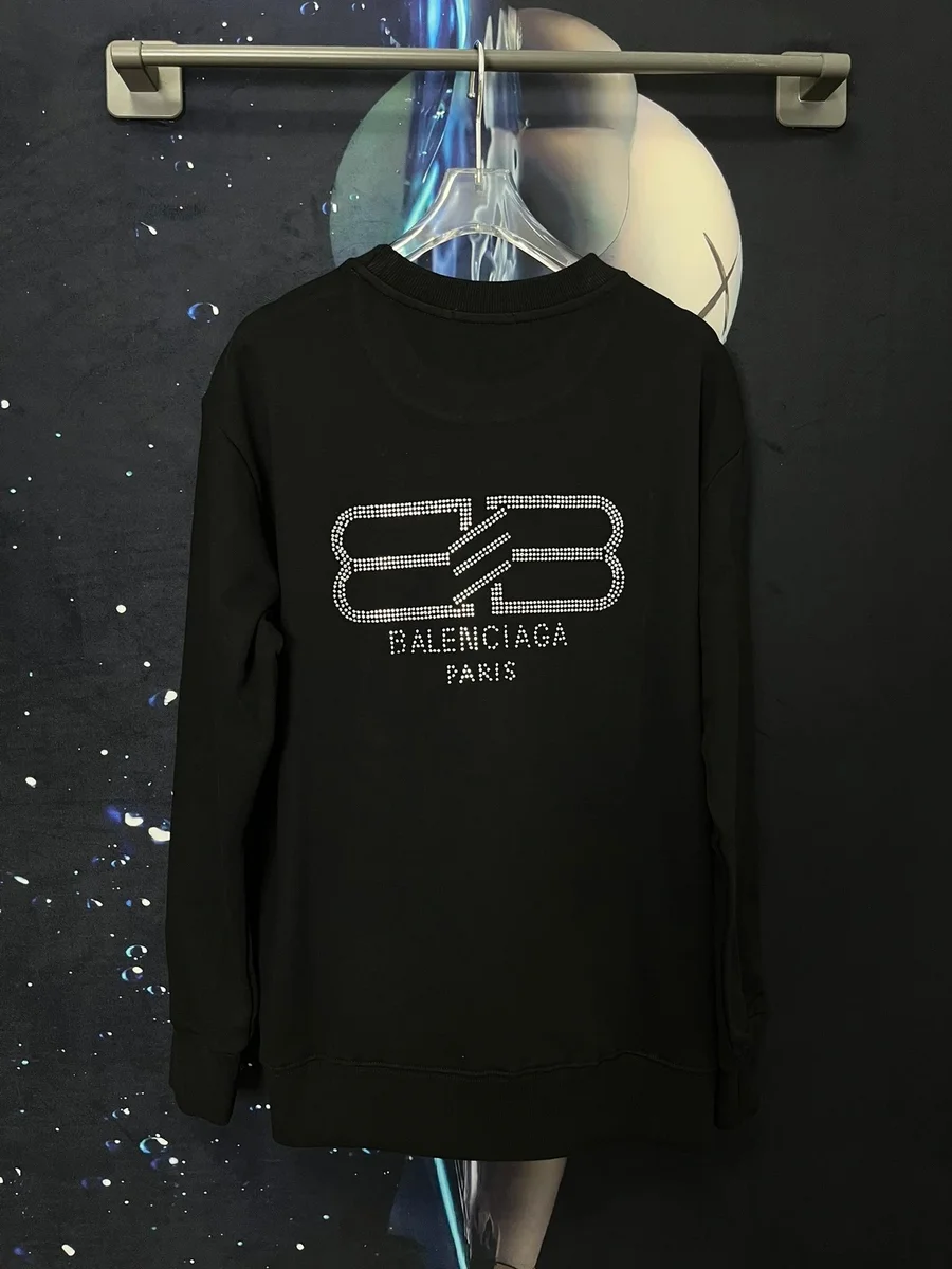 Balenciaga Balenciaga Black Crystal BB Logo Sweatshirt Black - 1