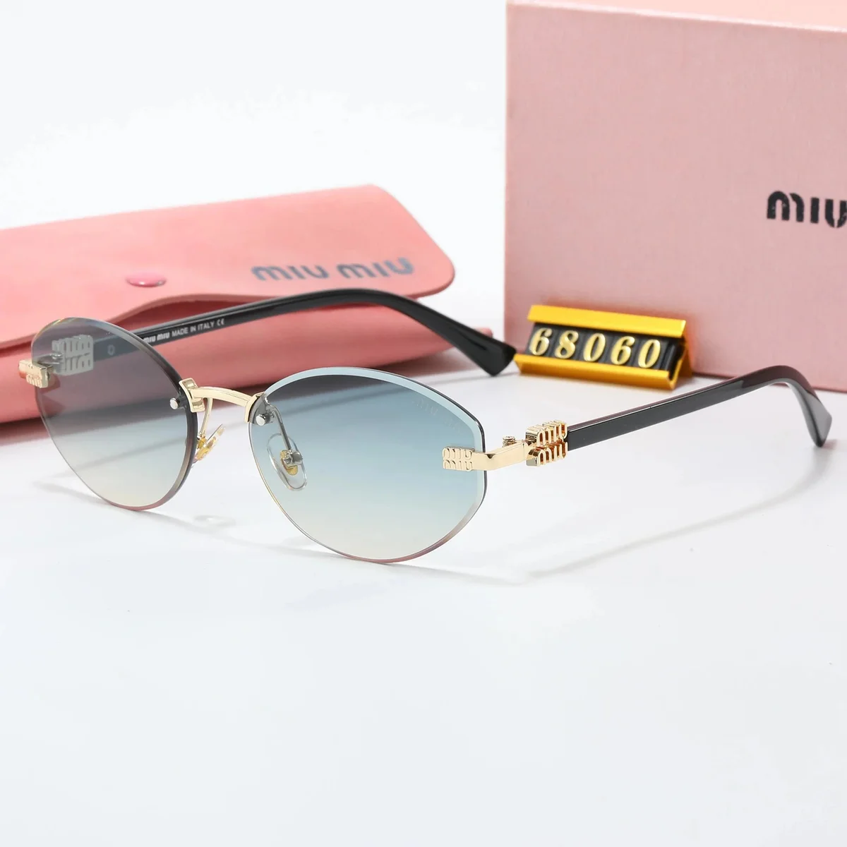 Miu Miu Miu Miu Gradient Lens Rimless Sunglasses Blue - 1