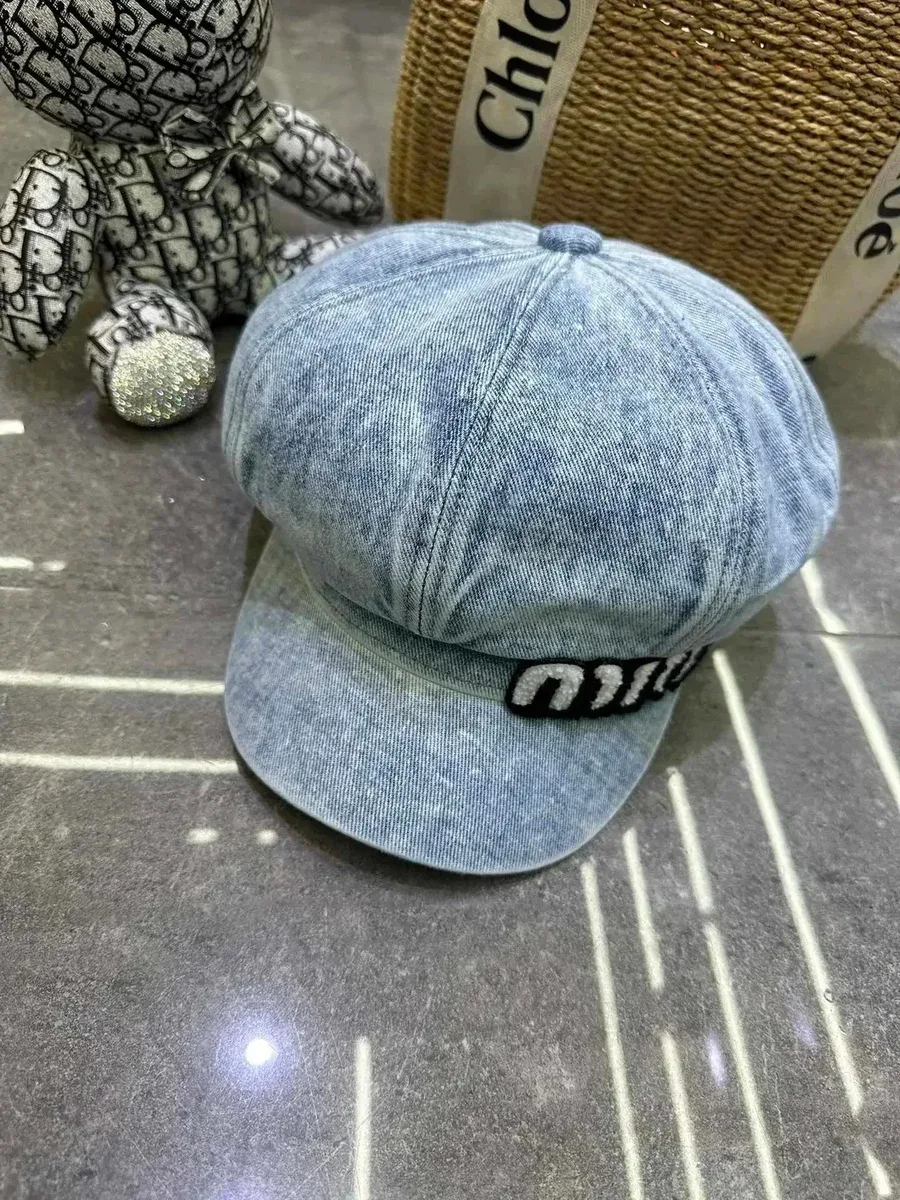 Miu Miu Miu Miu Light Blue Denim Logo Cap Blue