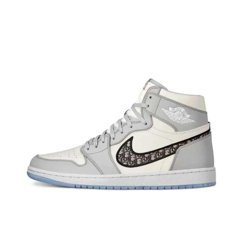 Dior Dior Air Jordan 1 High Grey Oblique High-Top Sneaker Grey