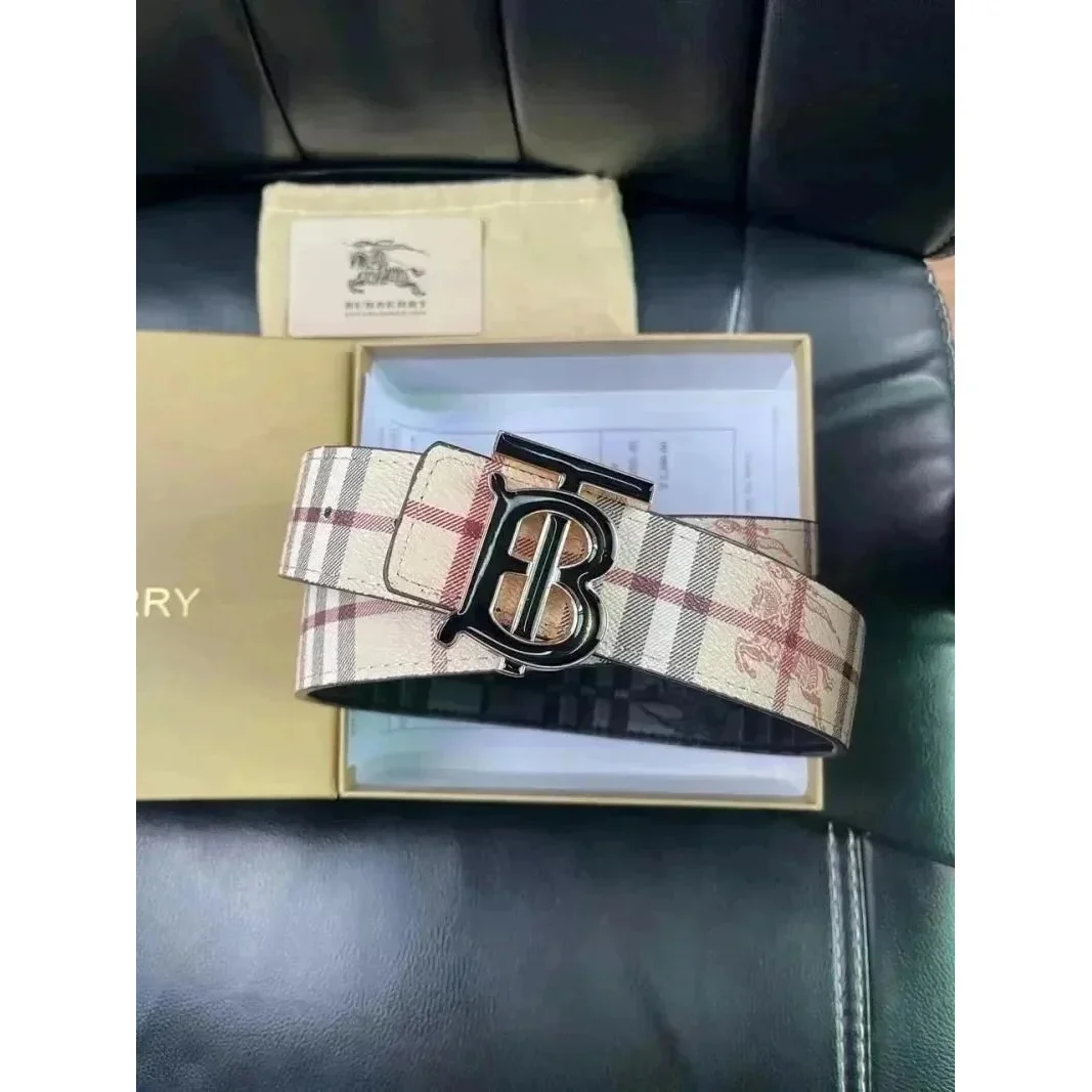 Burberry Burberry TB Monogram Beige/Red Check Belt Beige