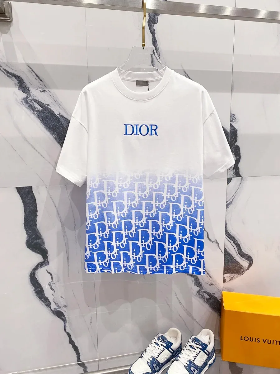 Dior Dior Classic Logo White & Blue Gradient T-Shirt White
