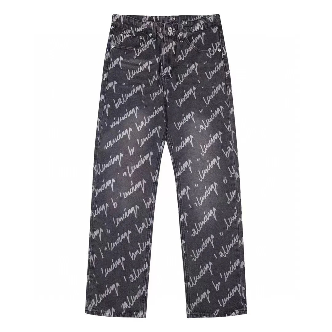 Balenciaga Balenciaga Black/White Script Print Jeans Black