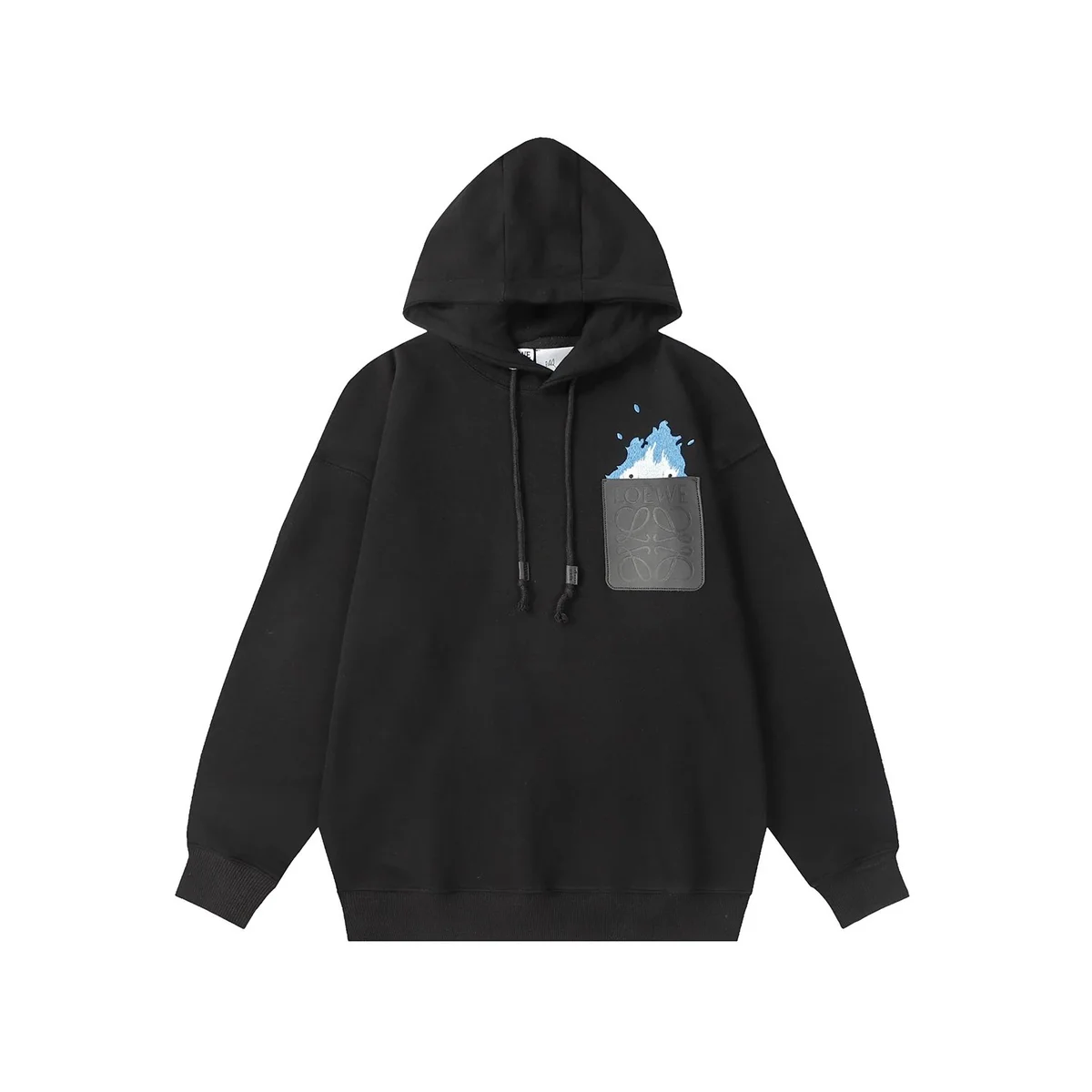 Loewe Loewe Anagram Black Hoodie with Blue Graphic Black - 1