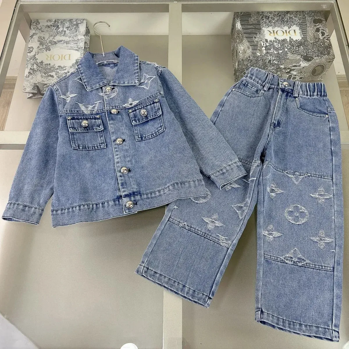 Dior Dior Dior Oblique UV Blue Denim Co-ord Set Blue