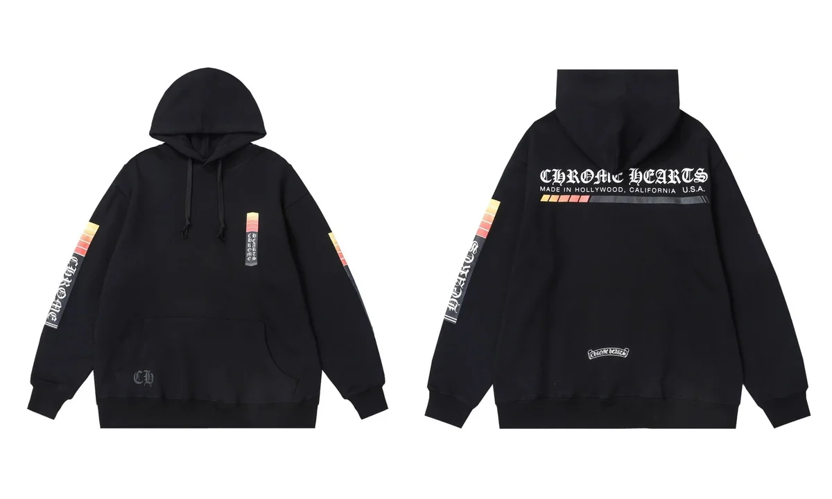 Chrome Hearts Chrome Hearts Black Hoodie with Gradient Sleeve Print Black - 1
