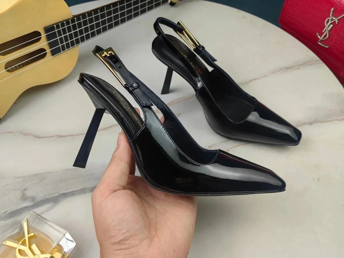 Saint Laurent Saint Laurent YSL Black Patent Leather Heels Black - 1