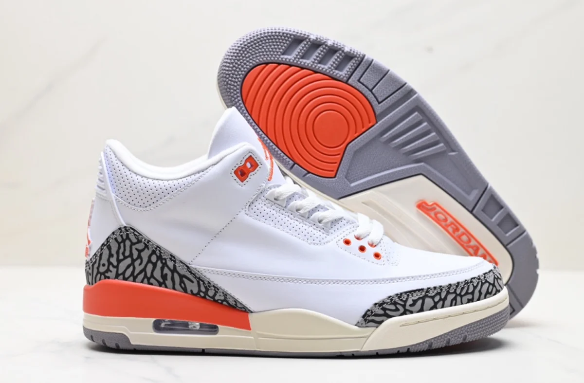 Jordan Jordan Air Jordan 3 White/Orange Sneakers White