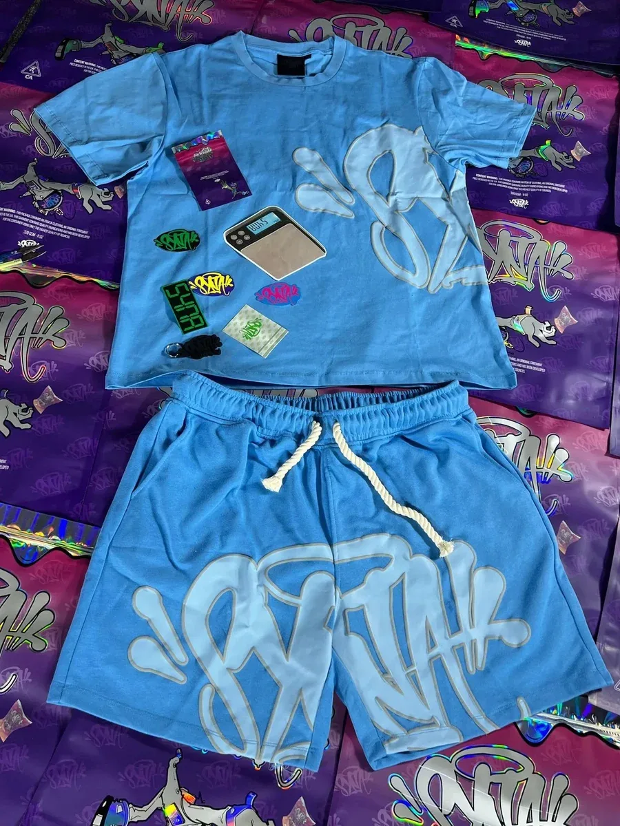 Other Blue Graffiti Print Set - T-Shirt & Shorts Blue - 1
