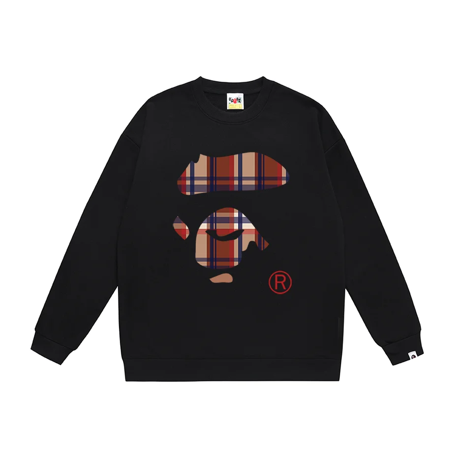 A Bathing Ape A Bathing Ape BAPE STA Black Plaid Face Sweatshirt Black - 1