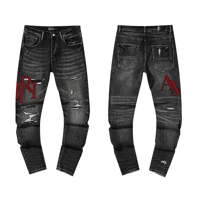 Amiri Amiri MX1 Distressed Jeans Black Red Black - 1