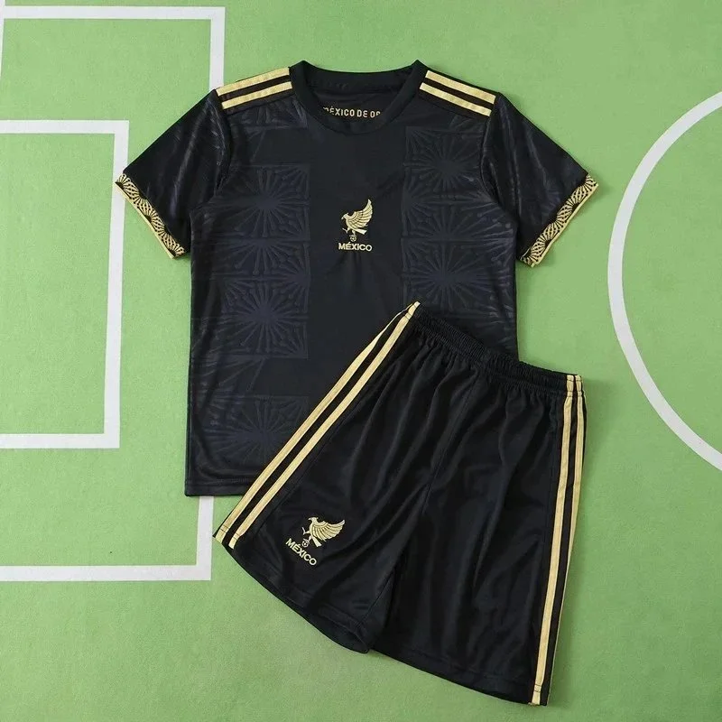 Adidas Adidas Mexico Classic Football Jersey & Shorts Set Black/Gold Black - 1