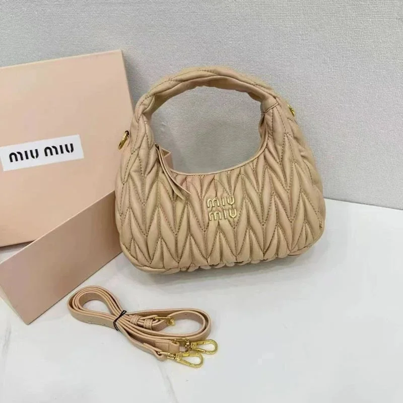 Miu Miu Miu Miu Matelassé Apricot Hobo Bag Beige