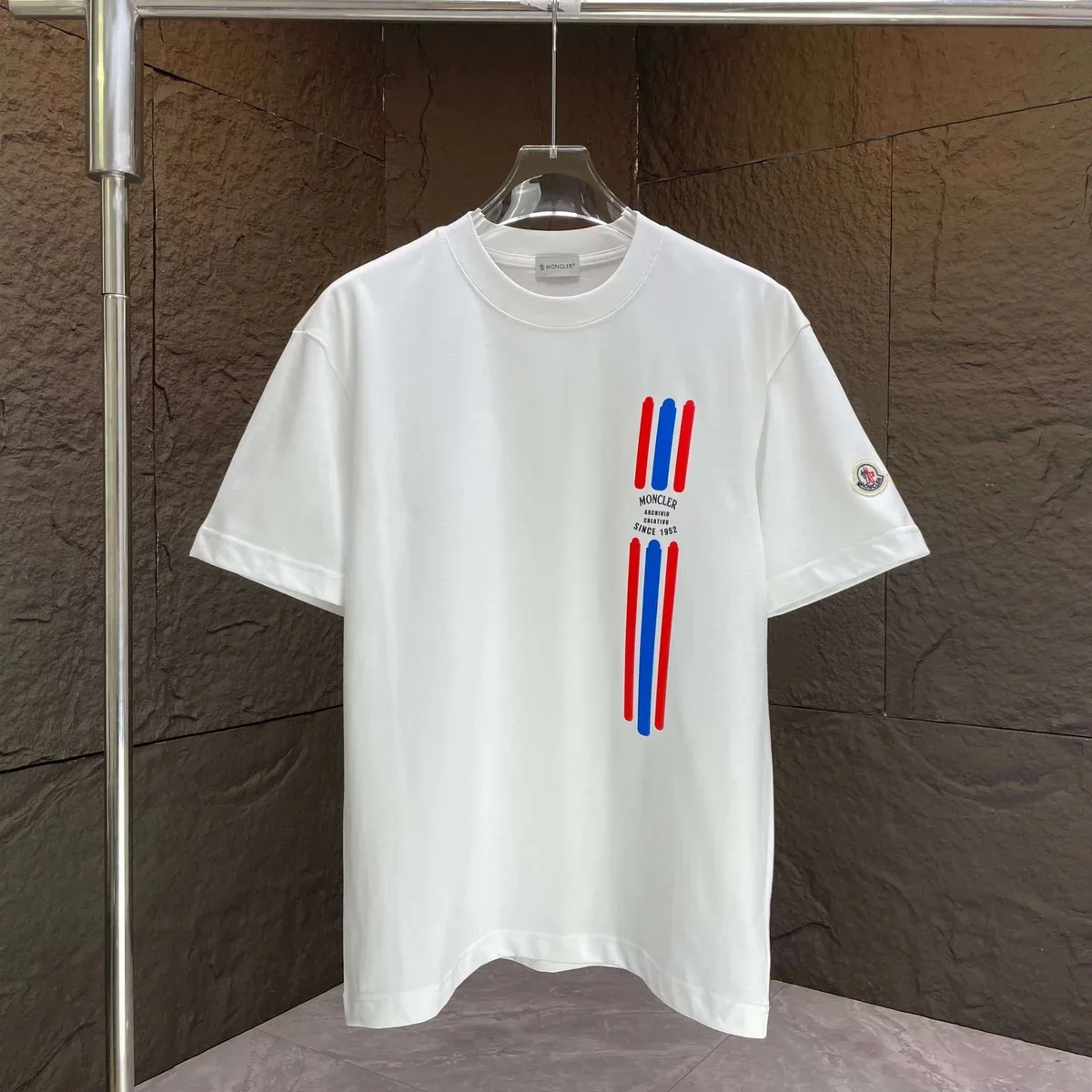 Moncler Moncler White Striped Graphic T-Shirt White