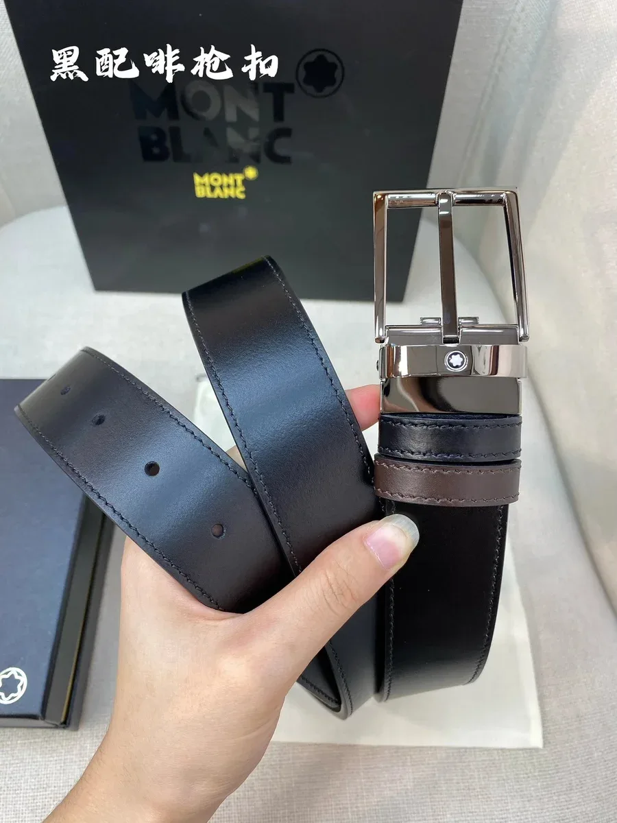 Montblanc Montblanc Black/Brown Leather Belt Black