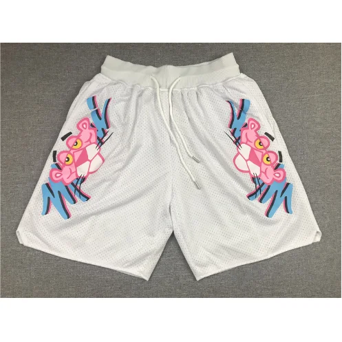Other White Blue Pink Panther Graphic Mesh Shorts White - 1
