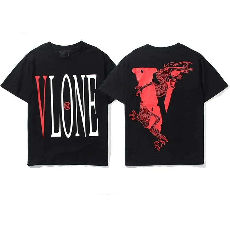 VLONE VLONE Black T-Shirt with Red Dragon Graphic Black - 1