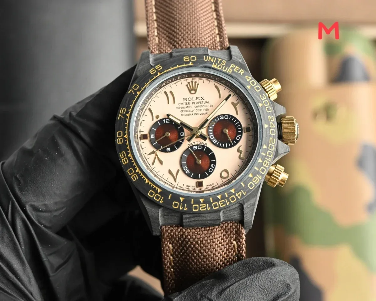 Rolex Rolex Daytona Carbon Fiber Case Brown Strap Watch Brown