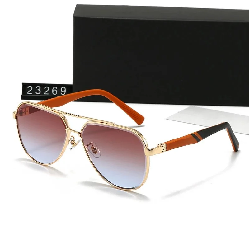 Other Unisex Gradient Lens Pilot Sunglasses 23269-D Eyewear Gold - 1