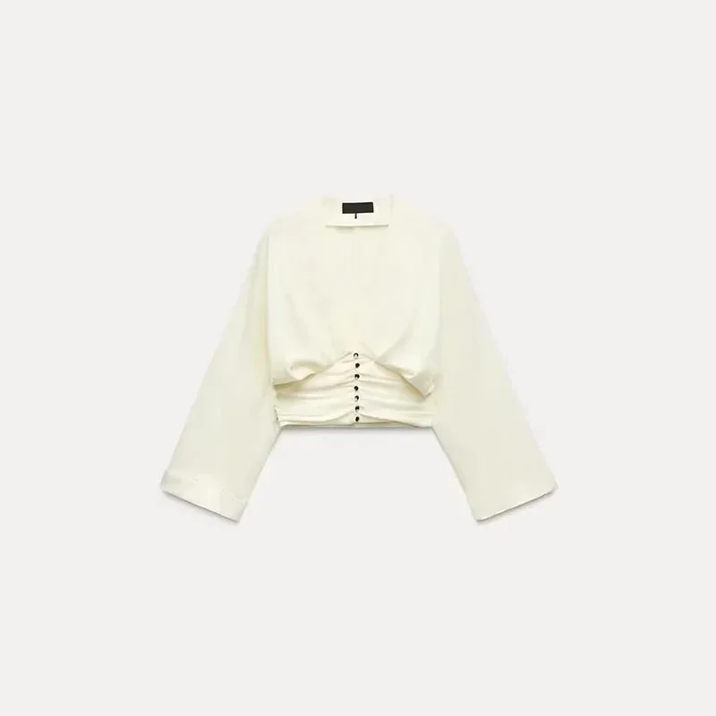 Other White Button Detail Crop Top White - 1