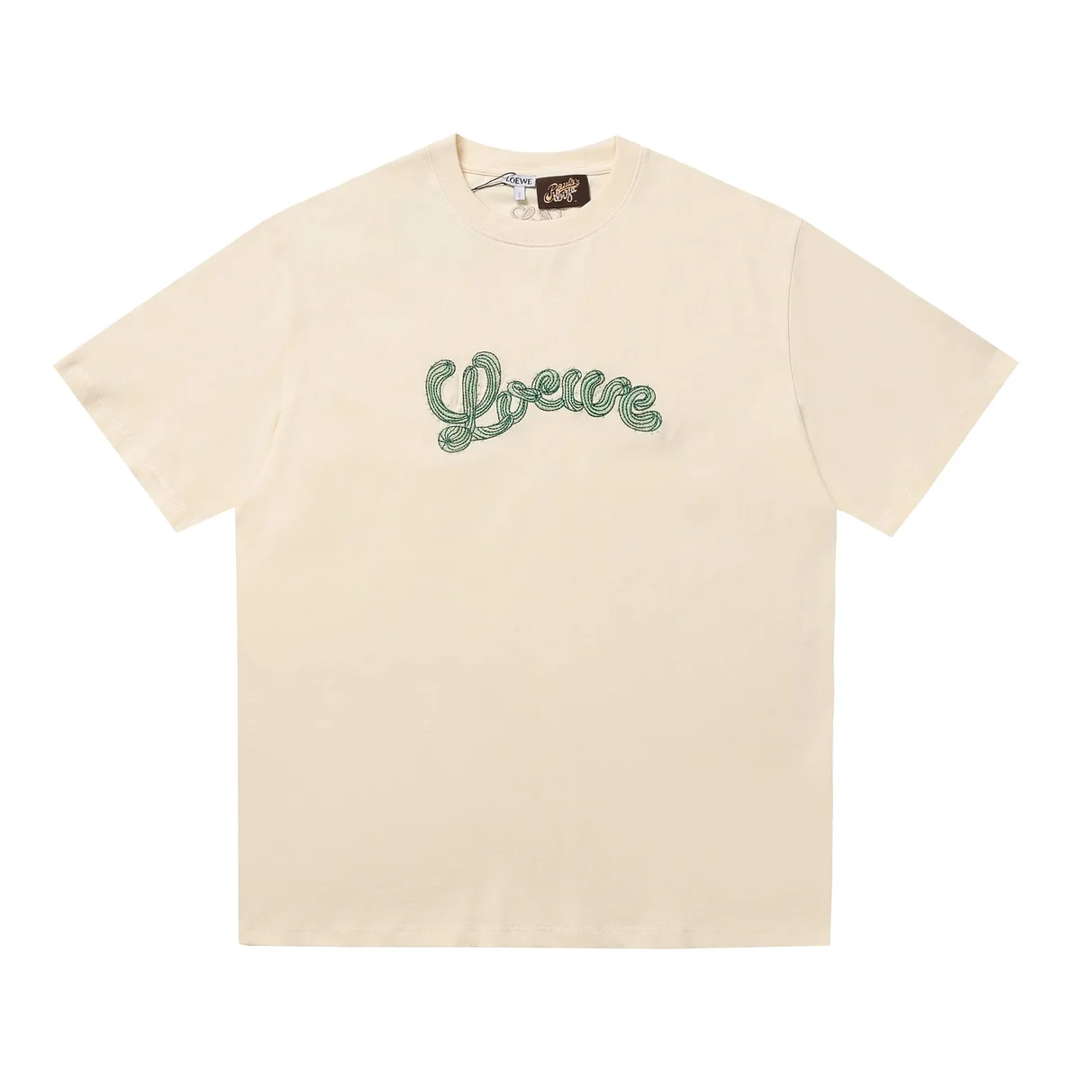Loewe Loewe Embroidered Logo Cream T-Shirt Cream
