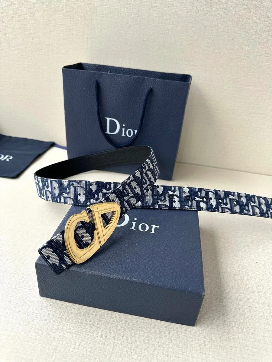 Dior Dior Dior Oblique Navy/White Belt Navy