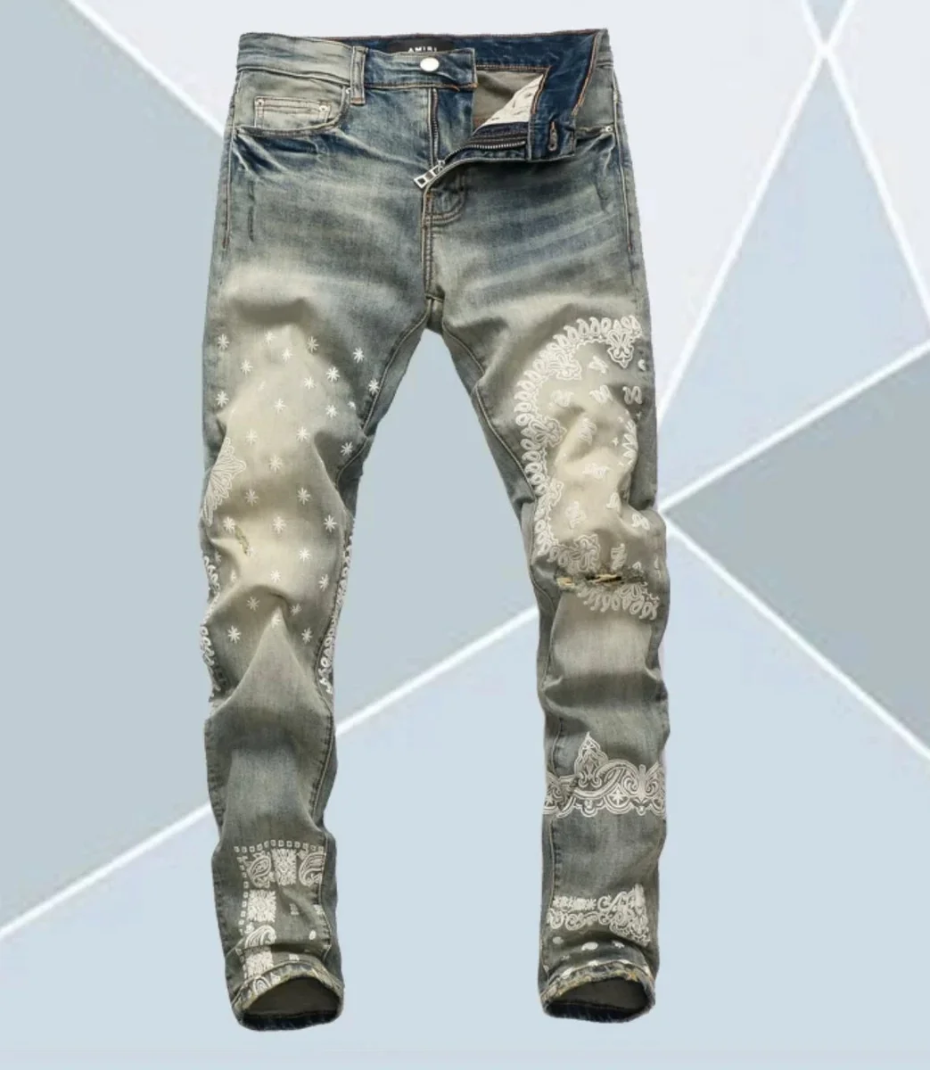 Amiri Amiri Bandana Print Light Blue Jeans Blue - 1