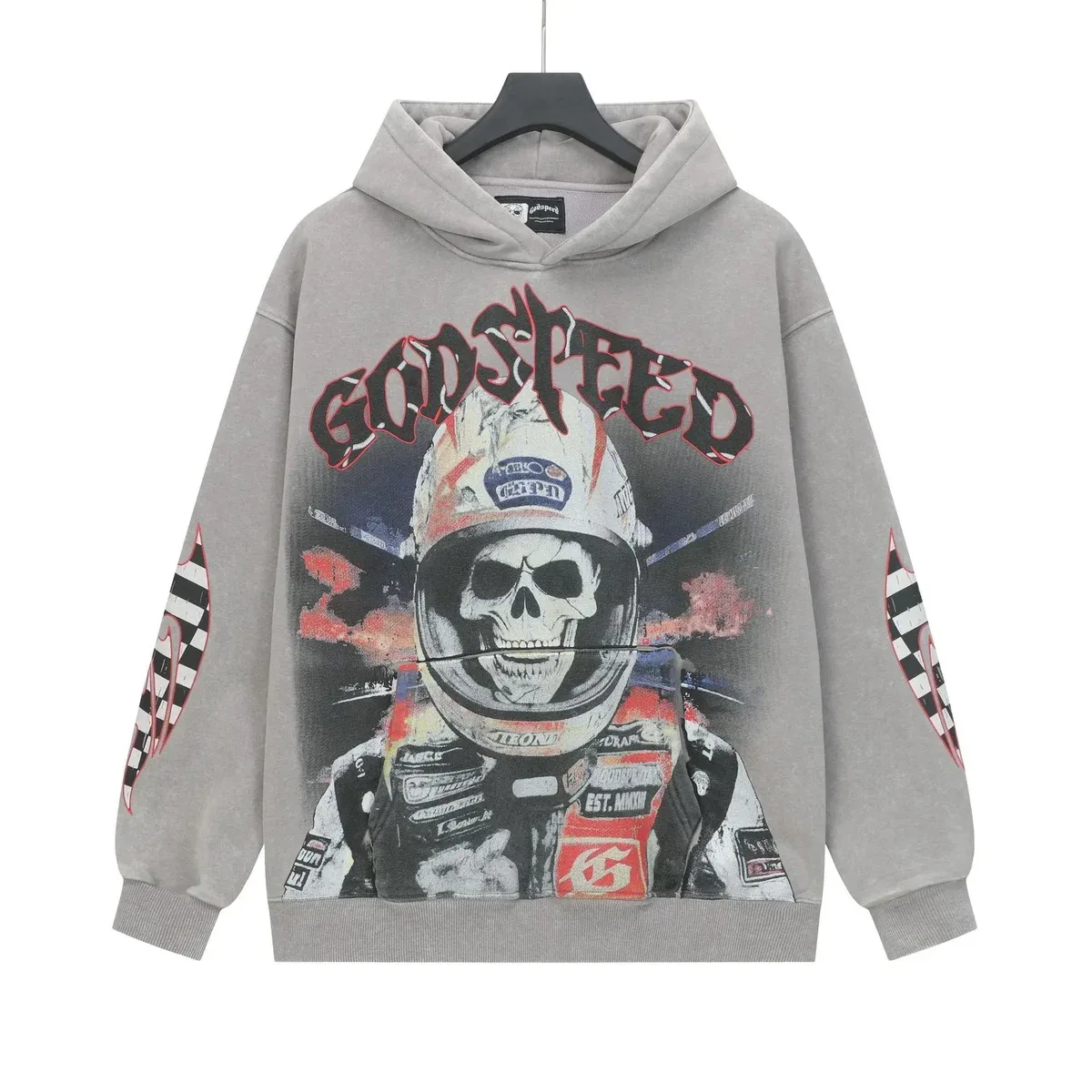 Godspeed Godspeed Washed Grey Graphic Hoodie Grey - 1