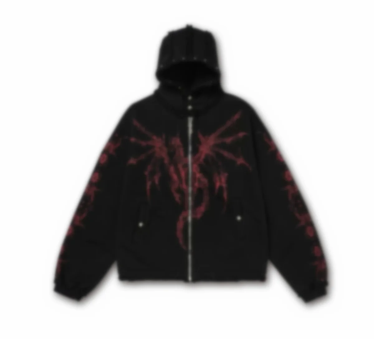 Other Black Red Graphic Zip-Up Hoodie Black