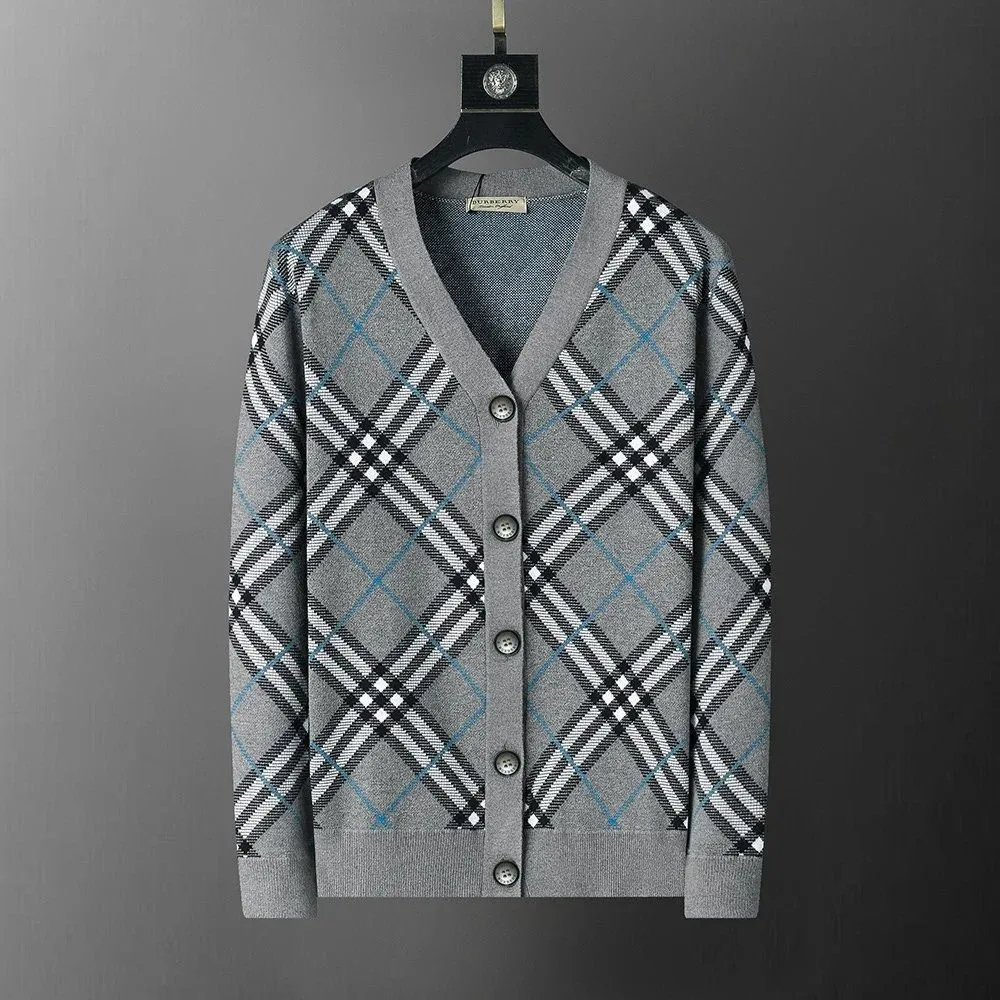 Burberry Burberry Grey Check V-Neck Cardigan Grey - 1