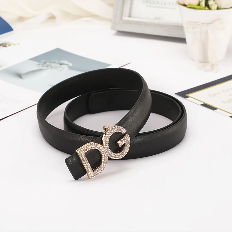 Dior Dior Black Crystal DG Buckle Belt for Kids Black