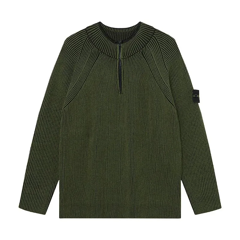 Stone Island Stone Island Military Green S606 Ribbed Half-Zip Sweater Green
