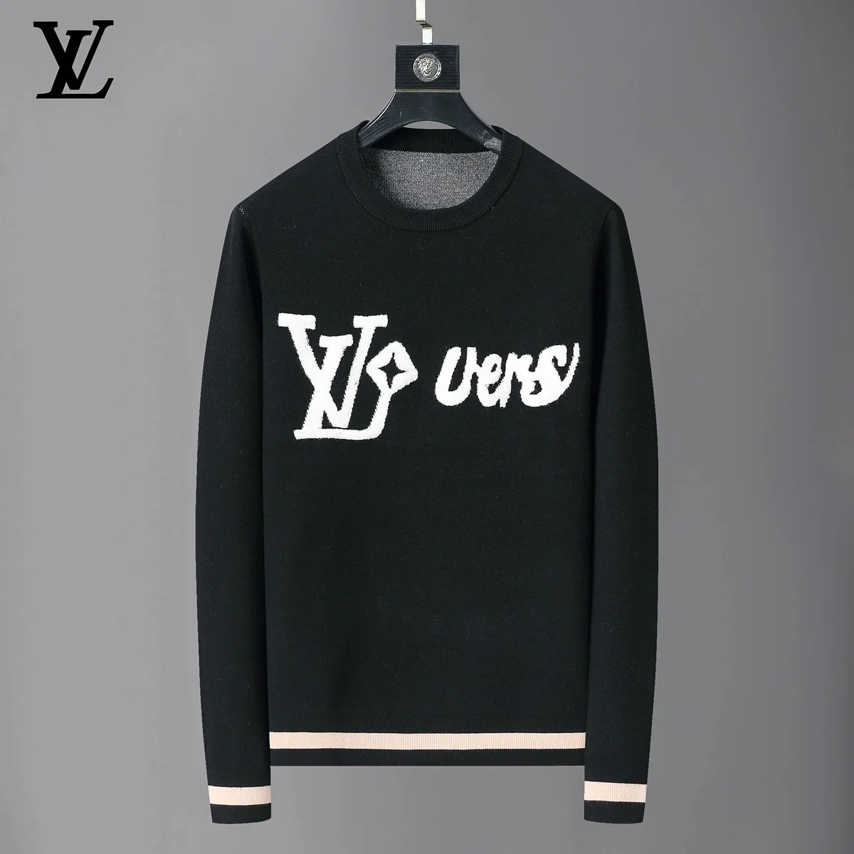 Louis Vuitton Louis Vuitton Black/White/Beige Monogram Knit Sweater Black