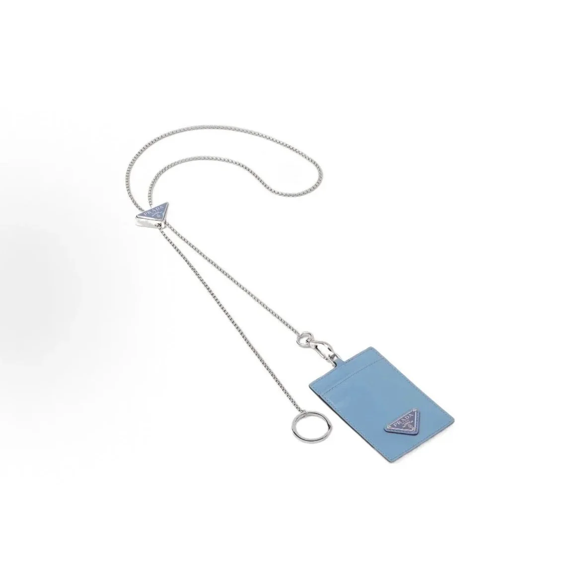Prada Prada Blue Leather Lanyard Card Holder Blue - 1